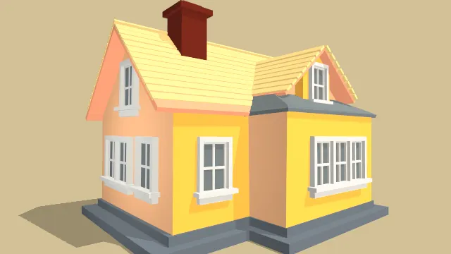 低多边形家庭房屋建筑场景模型