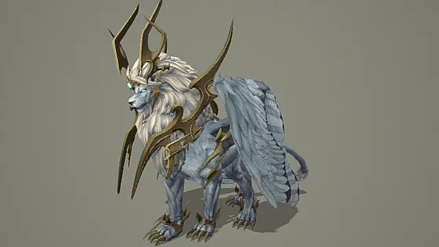 奇幻神兽风格冰翼圣狮模型