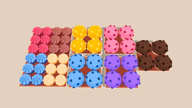 盘子摆放纸杯蛋糕和松饼甜点食物