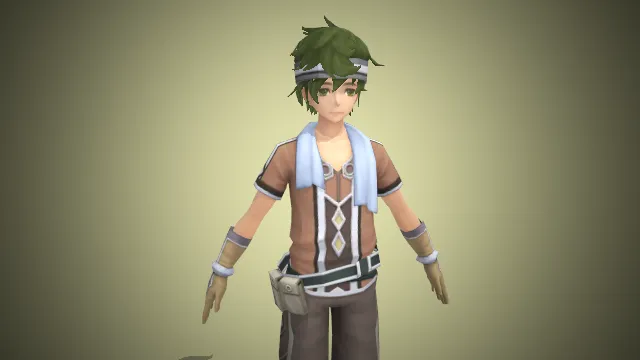 一个绿色头发的冒险者少年3D模型