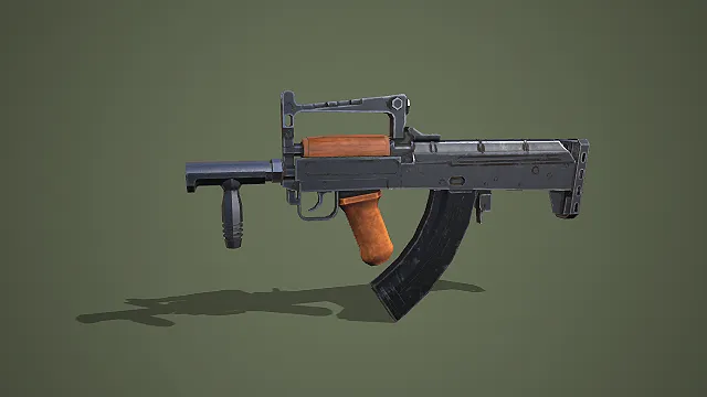 改装风格突击步枪 3D 模型 金属木纹军事枪械道具资产