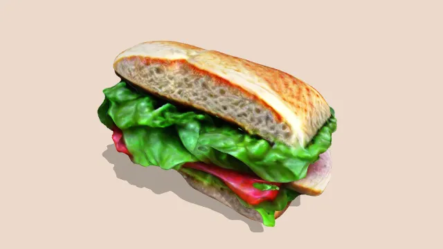 早餐高级三明治的3D模型食物