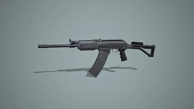 折叠托大弹鼓突击步枪 3D 模型 现代军事枪械道具资产