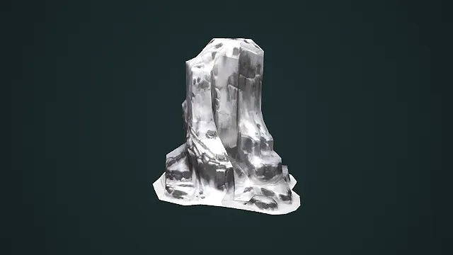 积雪覆盖的陡峭雪山岩石低模