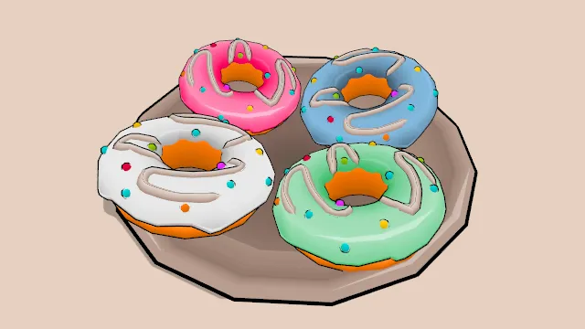卡通风格甜甜圈甜点面包食物