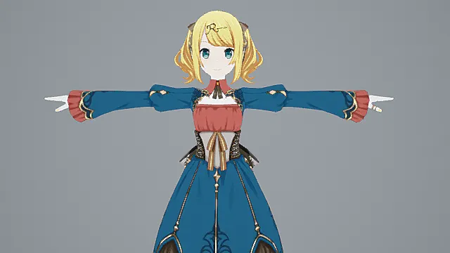 废土奇幻风格洋装少女角色3D模型