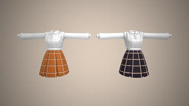 格纹百褶裙  娃娃领衬衫  学院风  JK制服