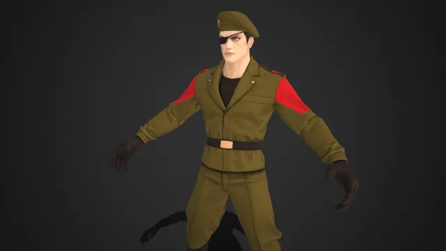 军事风格  贝雷帽  独眼造型  军绿制服  谍战动作类  军事格斗