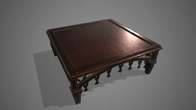 复古风格  实木方桌  深棕色  质感厚重  精致包边  哥特式铁艺雕花  古典美学  