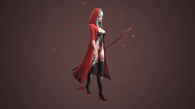 暗黑哥特风  女刺客  PBR写实渲染  长柄武器