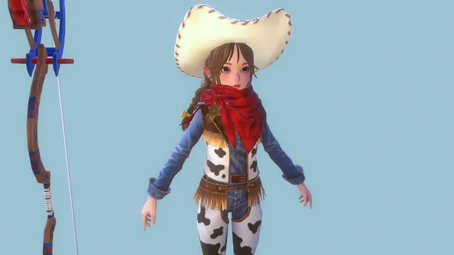 游戏人物 可爱模型 牛仔女郎 游戏皮肤 西部风
