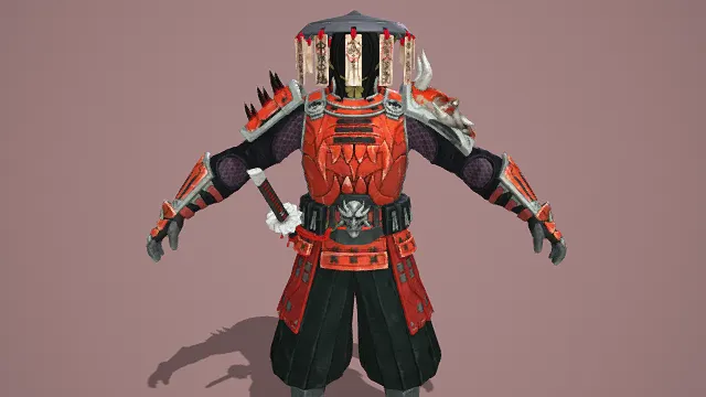 3D卡通风格武士角色模型，创意设计（3D角色、卡通风格、炫酷和风，角色设计主题）