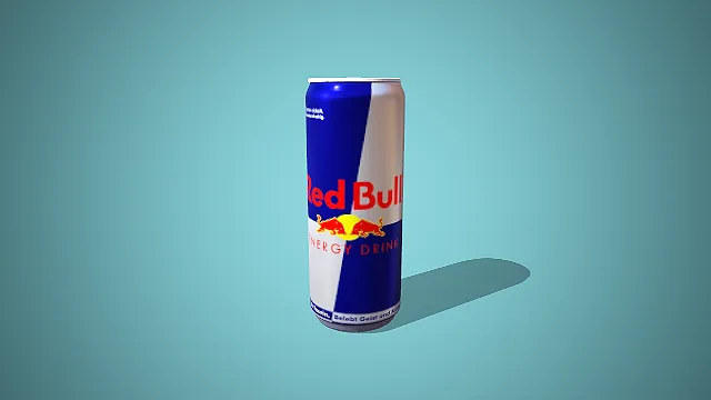 卡通风格红牛能量饮料罐 3D 低多边形运动场景装饰模型