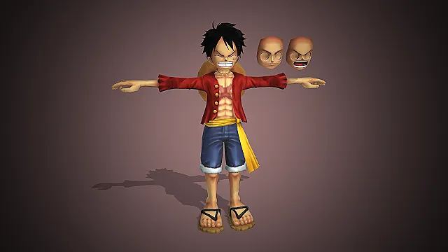 动漫《航海王》及衍生作品中的角色路飞，3d手办模型