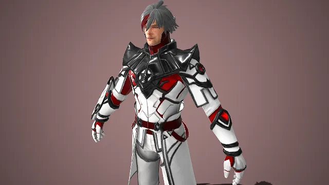 机甲风战士  异纹装饰  飘逸  白红拼接设计  利落短发  未来机甲感  科技感  科幻战斗类