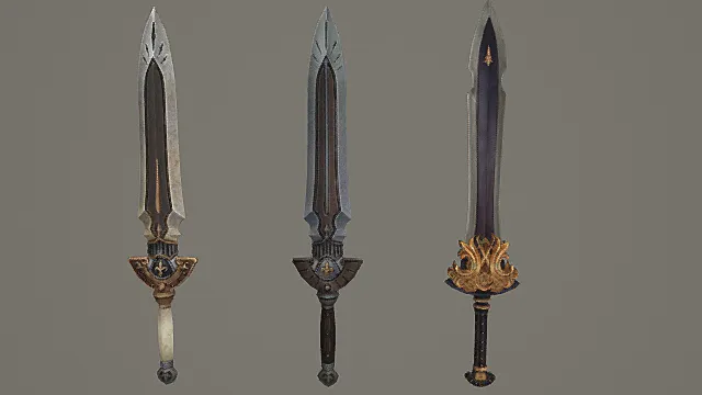 圣纹重型长剑套装游戏武器3D模型