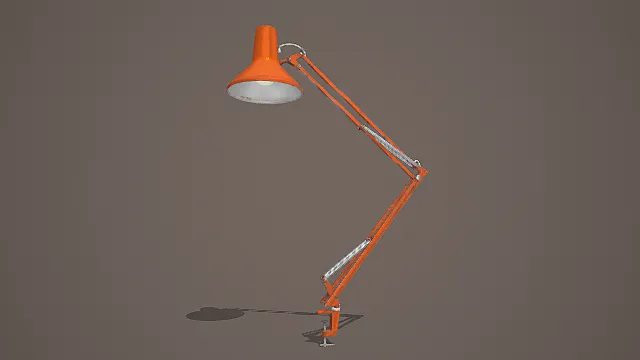 复古工业风格橙色长臂台灯模型 