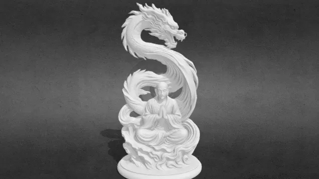 龙和和尚雕像 智慧之龙魂stl.stl