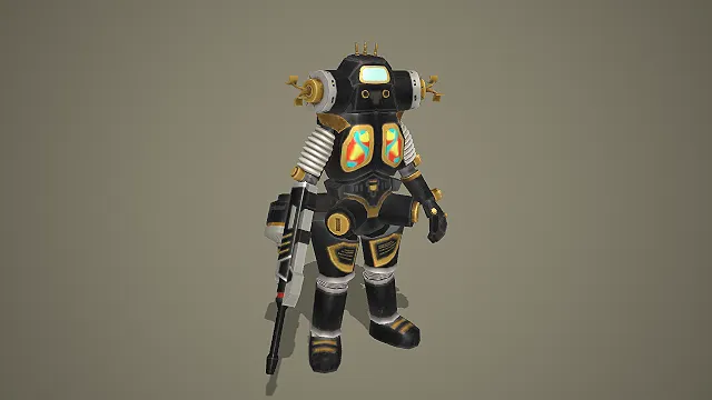 黑金配色机械怪兽模型手持长枪武器