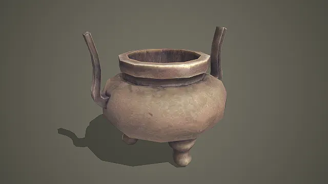 古风三足双耳铜香炉 3D 模型