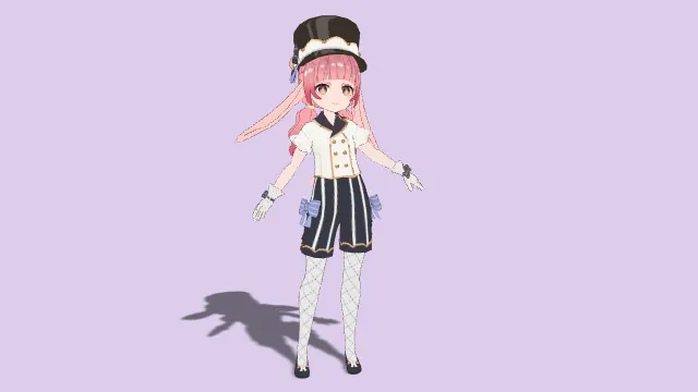 3D卡通风格兔耳少女角色模型，创意设计（3D角色、卡通风格、奇幻风，角色设计主题）