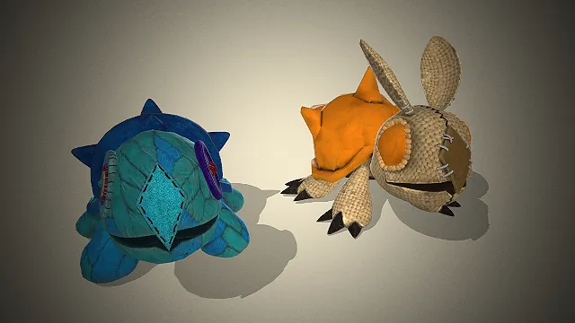 乌龟和兔子玩偶  手工缝合  麻布质感  童趣可爱