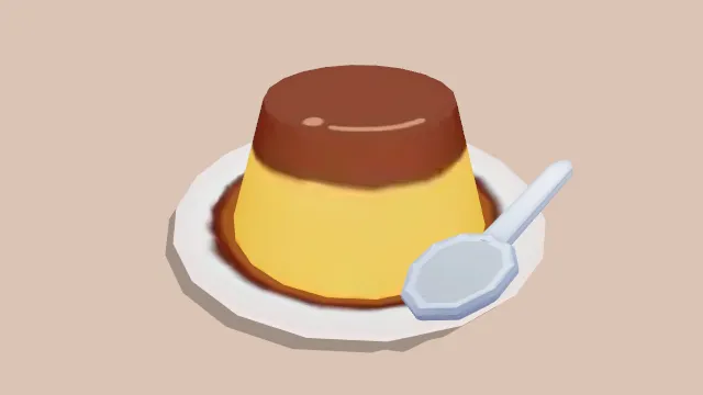 盘子放有布丁勺子甜点食物