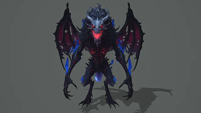 复古暗黑风暗影龙形怪物3D模型