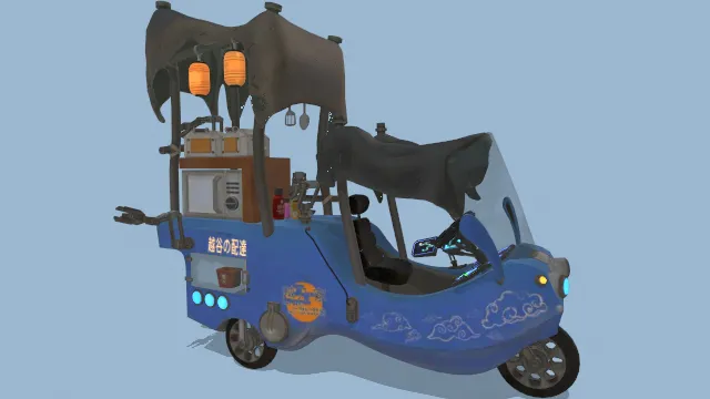 破旧食品配送人力三轮车