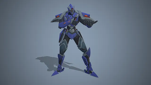 蓝紫机甲战士  双管能量武器  科幻战斗角色  未来机甲