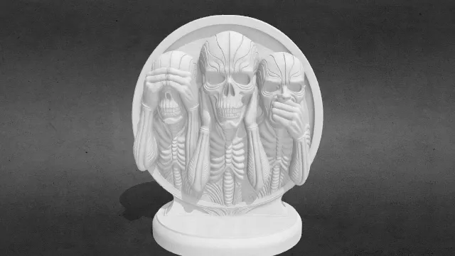 头骨浮雕–什么都听不到，什么都不说obj.obj