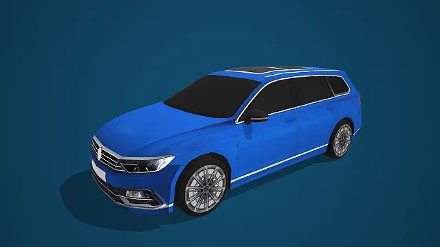 宝蓝色旅行版轿车 3D 模型