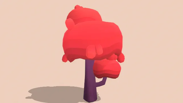 卡通低多边形自由草原树植物