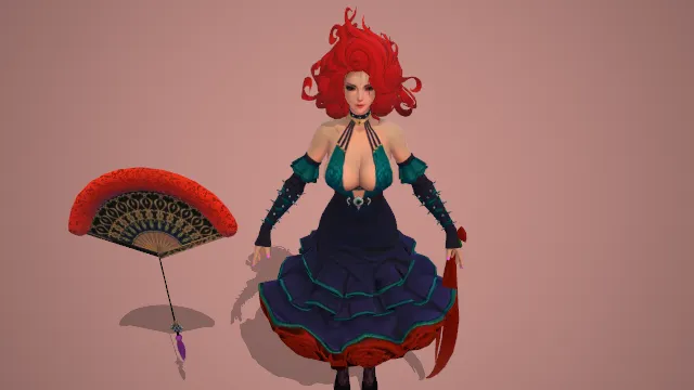玲珑・灼歌 天谕游戏角色 红发扇子女侠