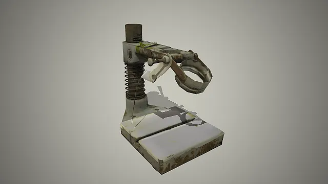 写实老式装订机  复古办公设备  文档装订道具  重度做旧污渍