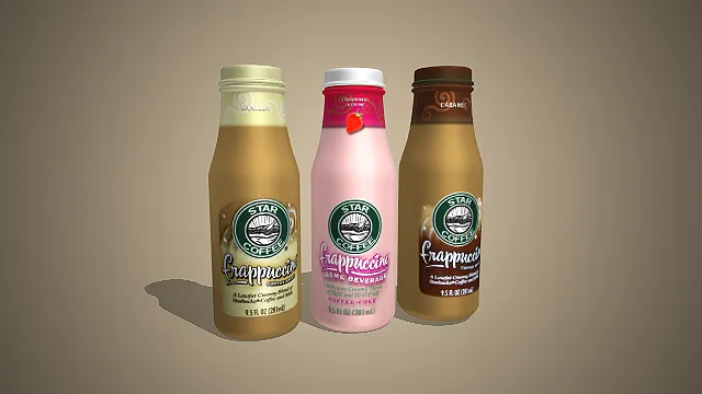 星巴克星冰乐三款瓶装包装 3D 模型