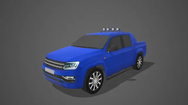 宝蓝色四门皮卡 3D 模型