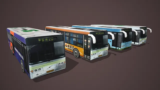 多配色城市公交巴士 3D 模型