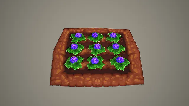 卡通风格紫色浆果菜地 3D 模型 游戏农场场景植物道具