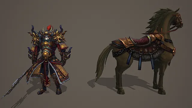 妖界乱战军阵赤金战魂武圣模型