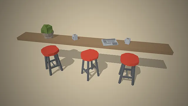 吧台桌椅组合  休闲吧台  简约家居  公共休息区