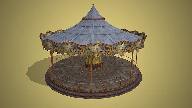复古旋转木马  游乐设施  废弃游乐园  游戏场景道具