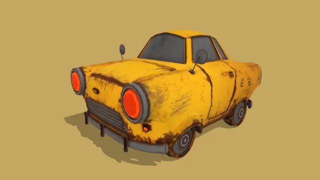 低多边形2019破旧的小轿车汽车