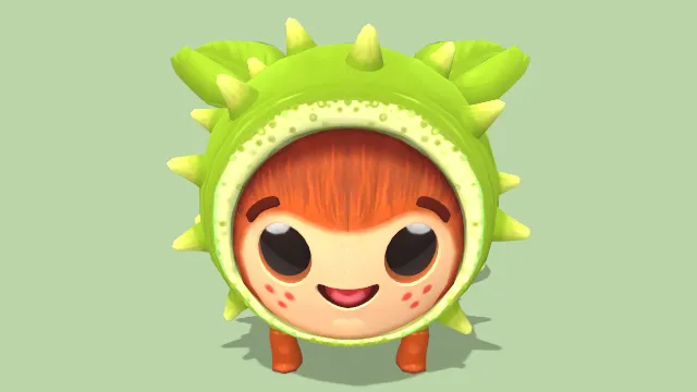 栗色已绑定的3D角色动画