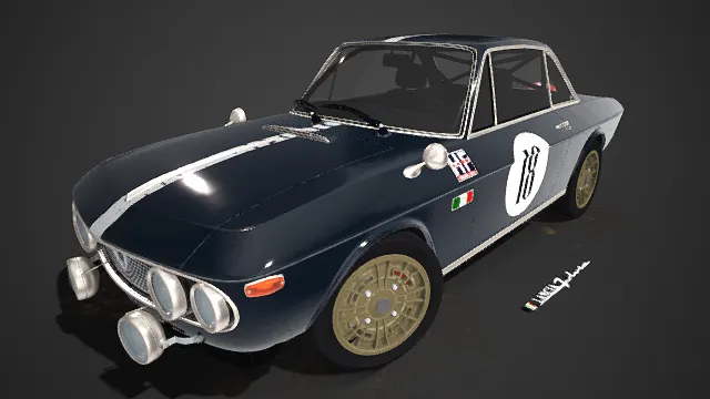 蓝白条纹  Lancia  复古赛车  18 号涂装  经典  拉力赛车