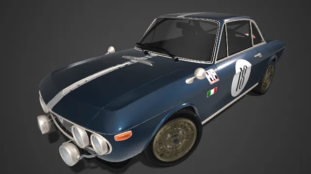 赛车  18 号涂装  深蓝色  意大利旗标  竞技  复古