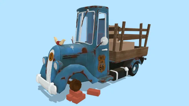 取货货车汽车破旧卡车模型