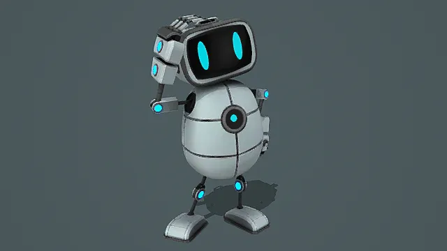 卡通风格可爱球形机器人3D模型