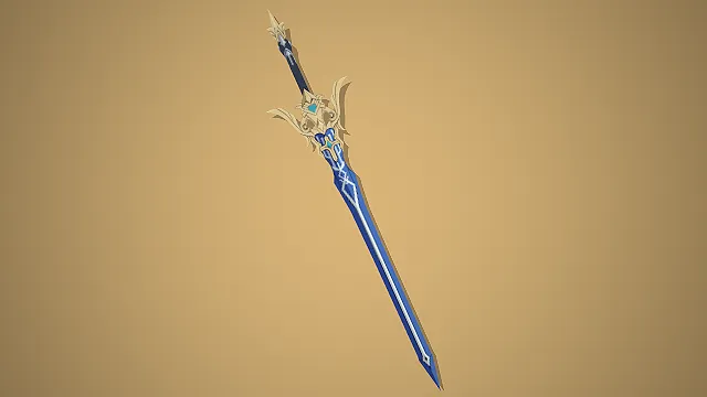 《原神》中五星单手剑苍古自由之誓的模型