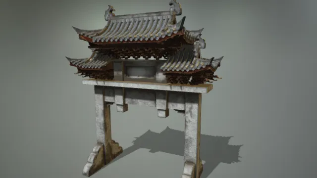 传统建筑  瓦片楼  牌坊门  东方古代建筑